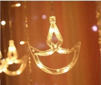 BLACK HORSE CREATION 6 Big & 6 Small Diyas & 8 Flashing Modes Cutain String Light Decoration for Christmas, Wedding, Party, Home, Patio Lawn, Warm White - , Golden, Rope Light, Pack of1, Star